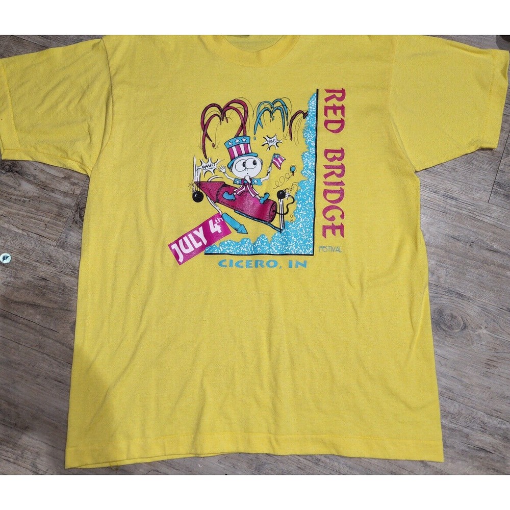 Vintage Red Bridge Festival Cicero T Shirt Fruit Of The Loom